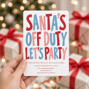 Invitation La fête de cocktails de Noël colorée de Santa hors