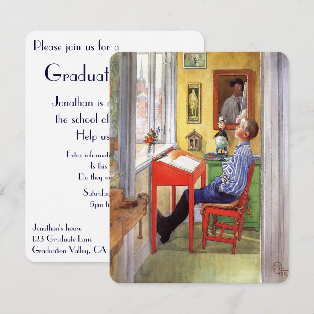 Invitation La fête de fin d'études d'Esbjorn faisant ses devo (Devant / Derrière)