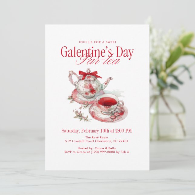Invitation La fête de Galentine Par-tea (Debout devant)