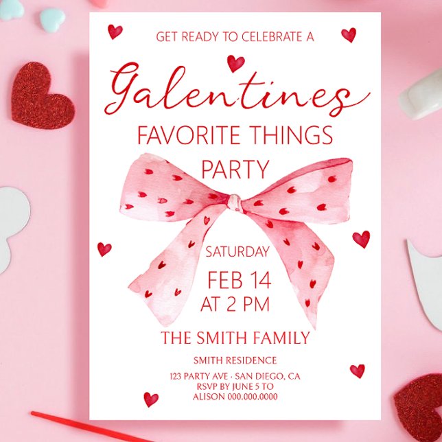 Invitation La fête de la Bow de Galentine (Créateur téléchargé)