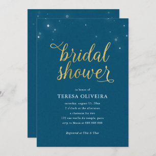 Invitation La Fête de la mariée bleue de regard d'or allume