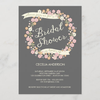 Invitation La Fête de la mariée florale de guirlande de