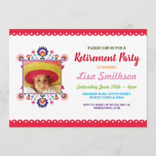 Invitation La fête de la retraite Fiesta Florale mexicaine