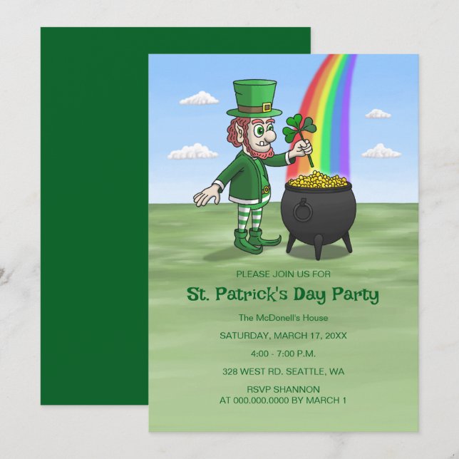 Invitation La fête de la Saint-Patrick des lutins (Devant / Derrière)