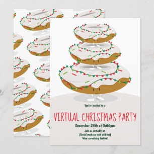 Invitation La fête de Noël virtuelle blanche de Donut