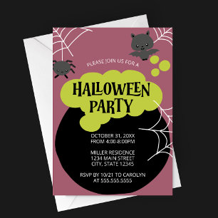 Invitation La fête d'Halloween de Cauldron Witch