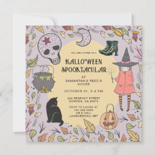 Invitation La fête d'Halloween de Witch Kid