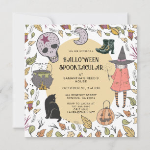 Invitation La fête d'Halloween de Witch Kid