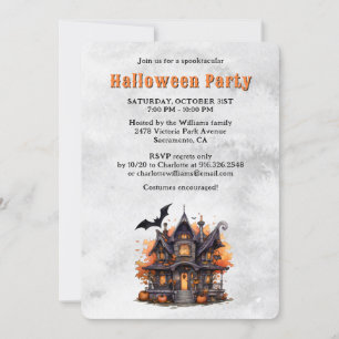 Invitation La fête d'Halloween Maison hantée Jack O'Lantern