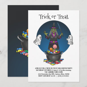 Invitation La fête d'Halloween trick or treat de la sorcière 