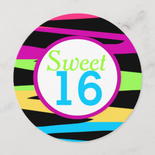 Invitation La fête d'Sweet sixteen de Zebra Stripes