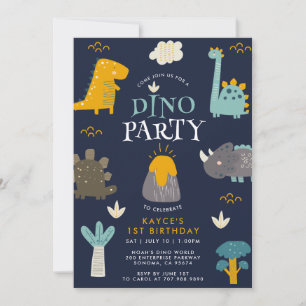Invitation La fête du premier anniversaire du garçon des Dino