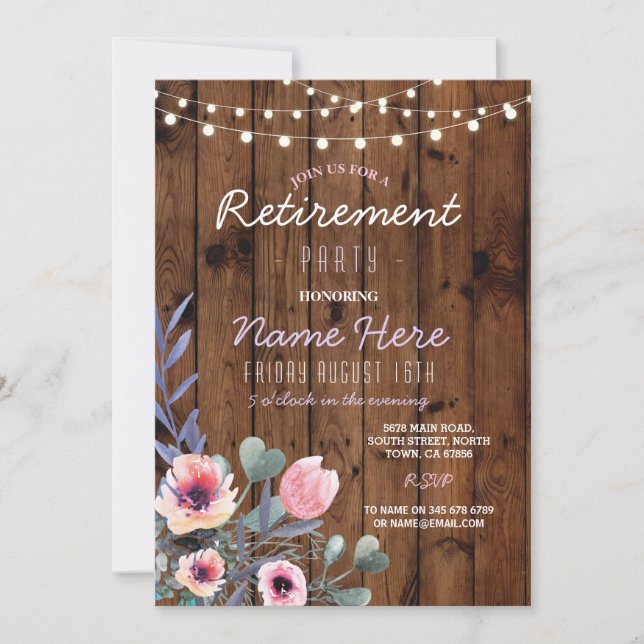 Invitation La fête florale de la retraite éclaire le Invitati (Devant)