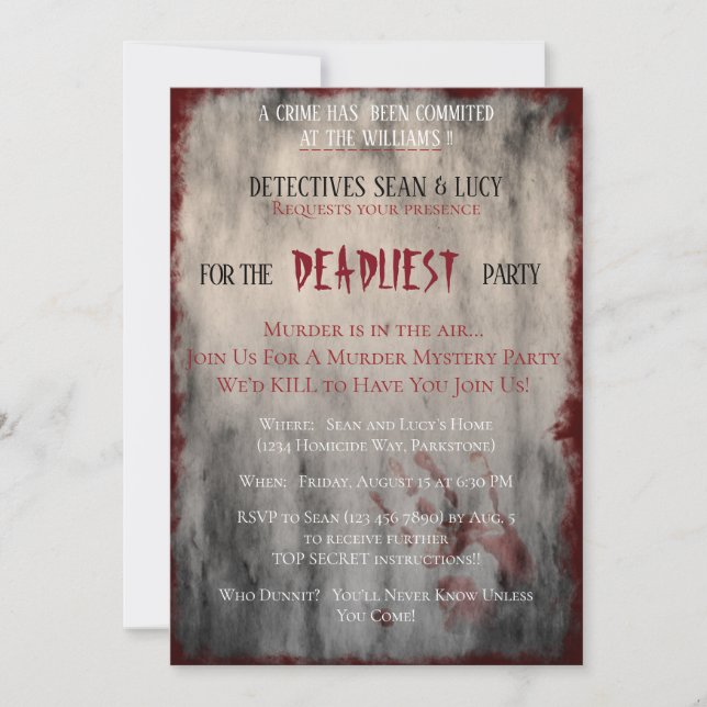 Invitation La Fête la plus meurtrière (Devant)