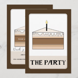 Invitation LA FÊTE Tranche de gâteau d'anniversaire de style 