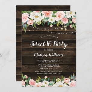 Invitation La ficelle florale rose rustique allume le bonbon