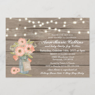 Invitation La ficelle rustique de baby shower allume la fille