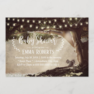 Invitation La ficelle vintage allume le baby shower d'arbre