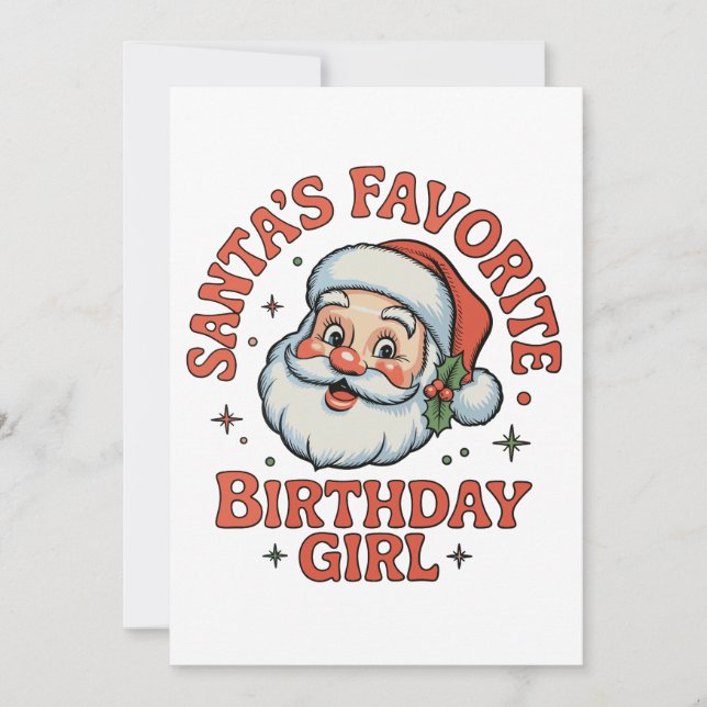 Invitation La fille d'anniversaire préférée du Père Noël Noël (Devant)