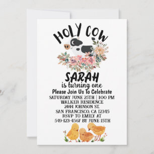 Invitation La Fille Du Garçon De La Vache Sainte Tourne Une C