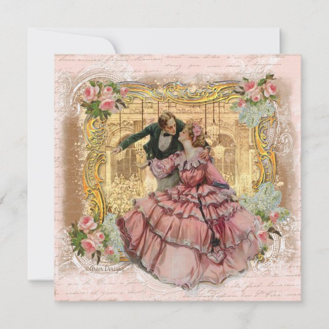 Invitation La fille en robe rose à volants (Devant)