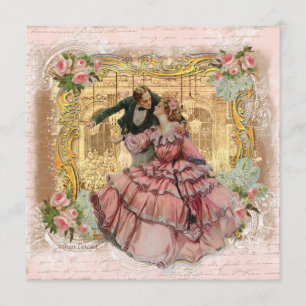 Invitation La fille en robe rose à volants