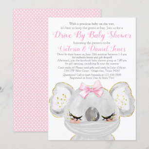 Invitation La fille Koala avec le Baby shower de la voiture M