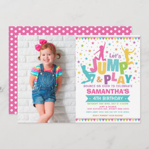 Invitation La fille sautent l'anniversaire/la Chambre de