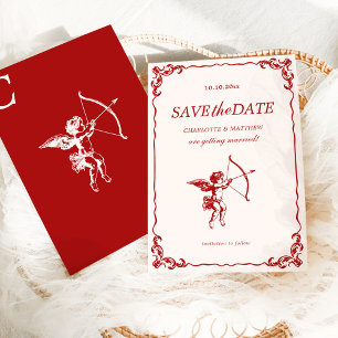 Invitation La Flèche de Cupidon Rouge Mariage Vintage Économi