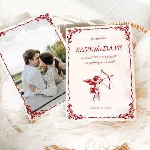 Invitation La Flèche de Cupidon Rouge Mariage Vintage Économi