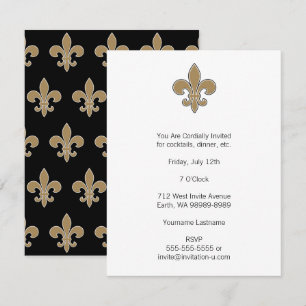 Invitation La fleur de Lis Gold avec le contour blanc et noir