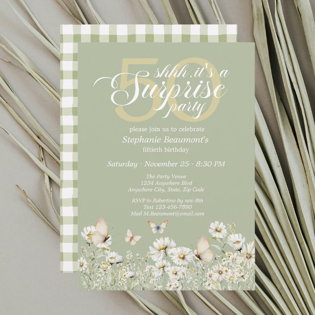 Invitation La Fleur sauvage blanche de la femme surprise 50èm (Créateur téléchargé)