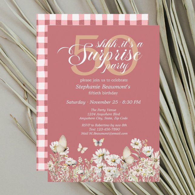 Invitation La Fleur sauvage blanche de la femme surprise 50èm (Créateur téléchargé)