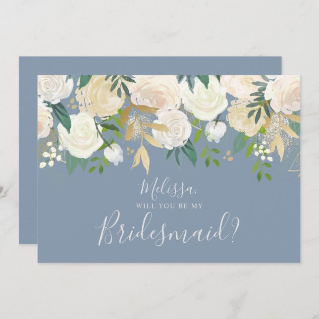 Invitation La Floraison D'Aquarelle Blanche Sera Ma Porte-Mèr (Devant / Derrière)