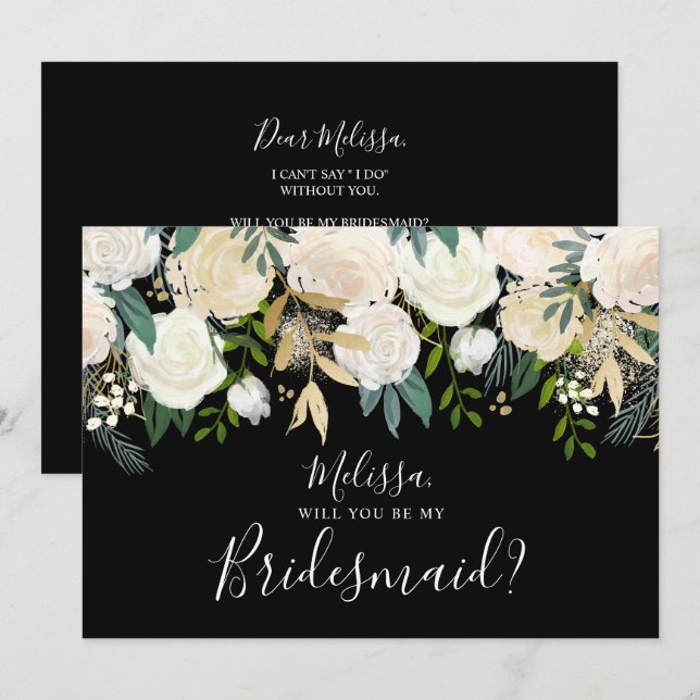 Invitation La Floraison D'Aquarelle Blanche Sera Ma Porte-Mèr (Devant / Derrière)