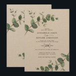 Invitation La force de Wedding greenery Eucalyptus botanical<br><div class="desc">Eucalyptus Feuillage vert moderne minimaliste jardin fêtes papier kraft Mariage Invitations. Design botanique contemporain simple.</div>
