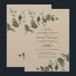 Invitation La force de Wedding greenery Eucalyptus botanical<br><div class="desc">Eucalyptus Feuillage vert moderne minimaliste jardin fêtes papier kraft Mariage Invitations. Design botanique contemporain simple.</div>