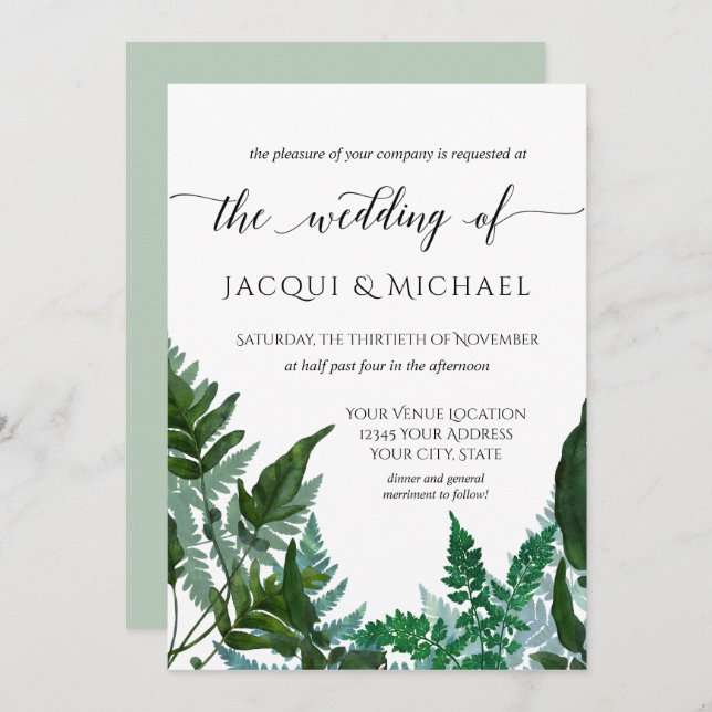 Invitation La forêt a recueilli le mariage d'aquarelle de (Devant / Derrière)