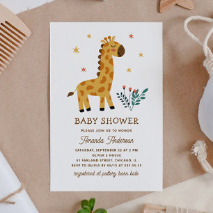 Invitation La girafe mignonne. Funny zoo safari baby shower a