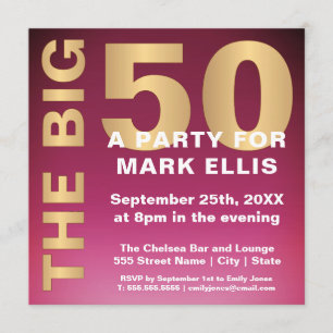 Invitation La GRANDE 50 FÊTE D'ANNIVERSAIRE de l'EFFET   d'OR