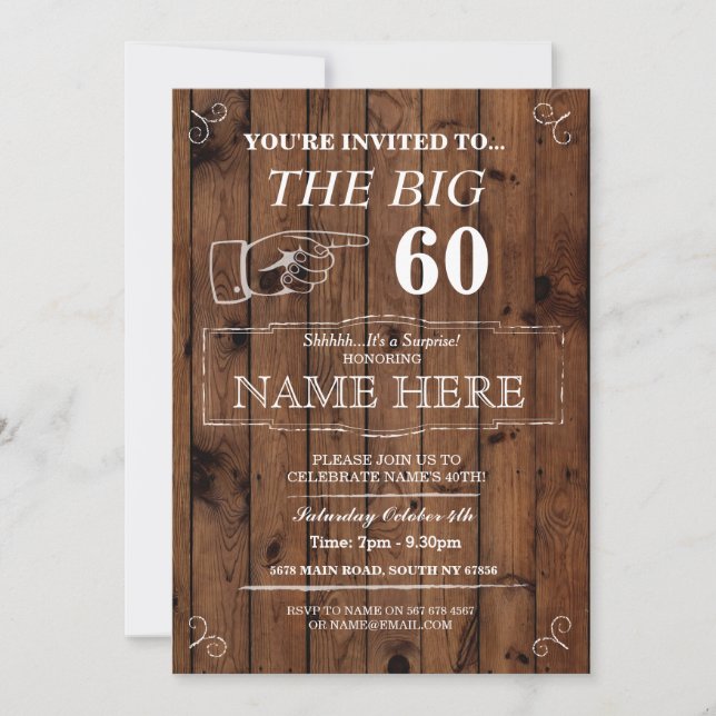 Invitation La grande fête d'anniversaire Rustic Wood Invitati (Devant)