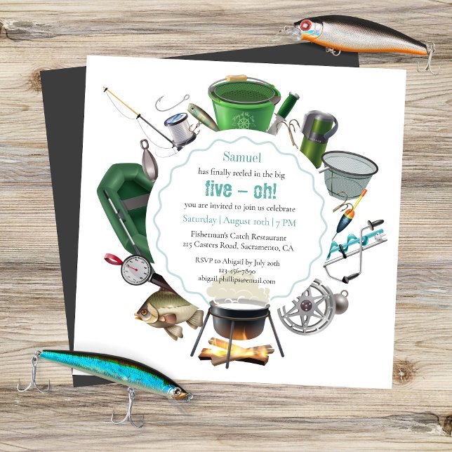 Invitation La grande pêche à cinq Oh | 50e anniversaire (Créateur téléchargé)