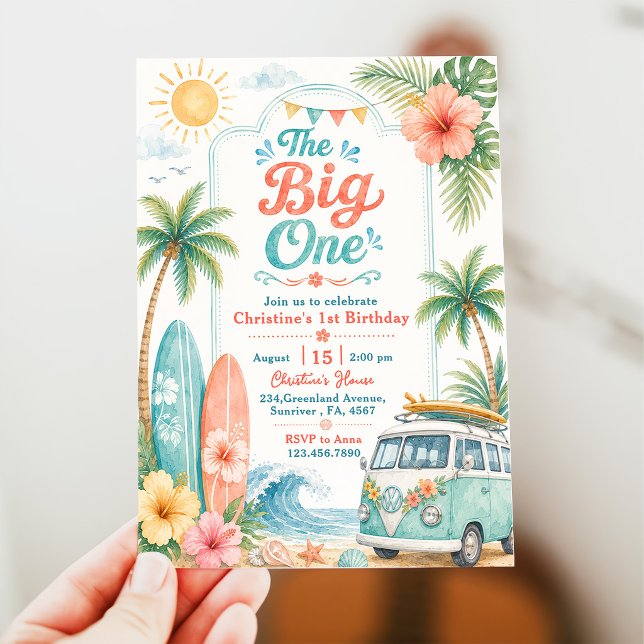 Invitation La Grande Première Plage de Surf 1er Anniversaire (Créateur téléchargé)