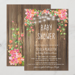 Invitation La grange en bois rustique illumine le Baby shower