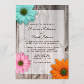 Invitation La grange rustique avec le Mariage des marguerites