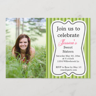Invitation La Green Girl d's Modern Sweet sixteen