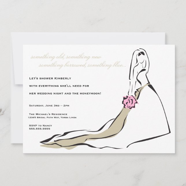 Invitation La jeune mariée classique avec l'invitation rose (Devant)