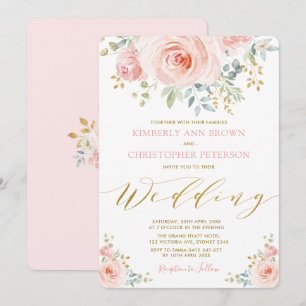 Invitation La jolie aquarelle rougissent mariage rose floral