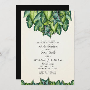 Invitation La jungle tropicale part du mariage botanique vert