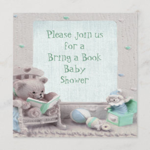 Invitation La lecture mignonne de nounours apportent un baby